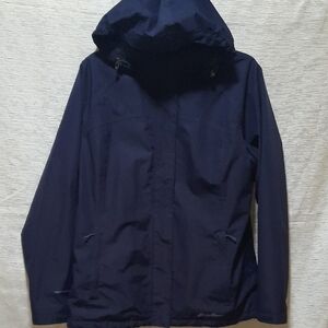 Eddie Bauer Women’s Navy Blue Jacket with Hood and Water-Resistant Material